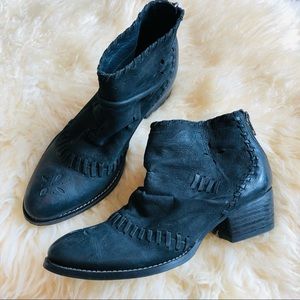 Rebels Black Leather Boho Ankle Boots